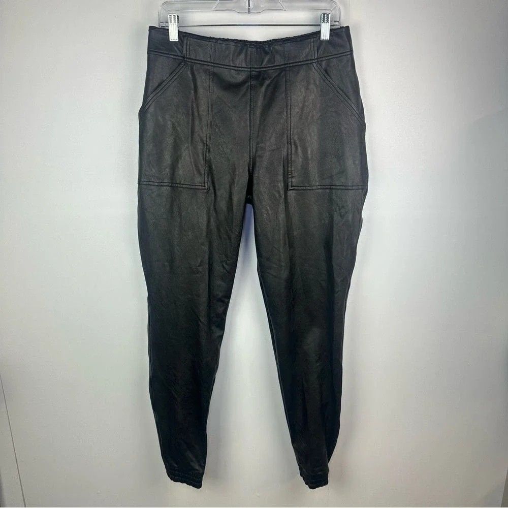 Spanx Leather Like Joggers Black Noir‎ Size XL Women's Spanx pants joggers